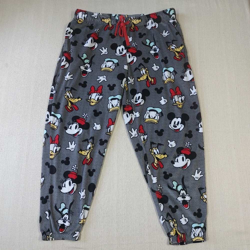 Mickey Mouse Pajama Pants Adult Size Large Plush Fleece Pockets